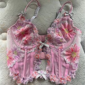 Pink flower corset lingerie top from for love and lemons